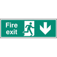 FIRE EXIT SIGNS, Arrow Down - Progress down from here, 450 x 150mm , Each