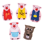 CLOTH FINGER PUPPETS, Three Little Pigs, Set of 5