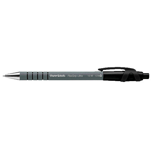 Ballpoint Pens, Paper Mate Flexgrip Ultra, Retractable, Black, Pack of 12