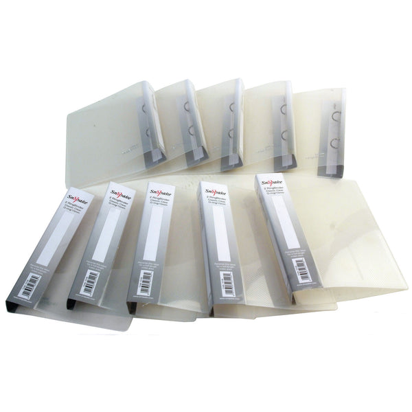 RING BINDERS, 2 RING ('O' Shaped), A5, FLEXIBLE POLYPROPYLENE, Translucent, Light Weight, 15mm Capacity, Clear, Box of, 10