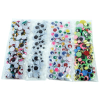 WIGGLY EYES, Assorted Sizes, Black & Multicoloured, Class Pack of, 1000