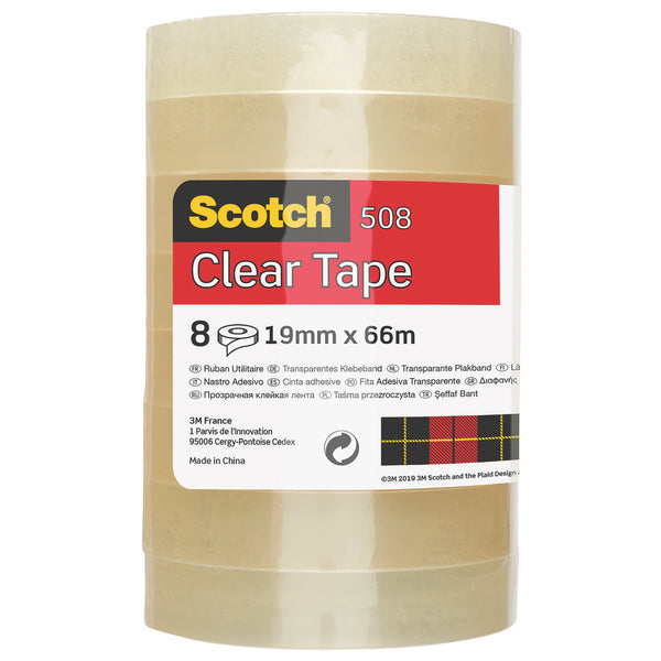 12 Rolls 3M Scotch Sellotape 25mm x 66m Clear Packing Tape