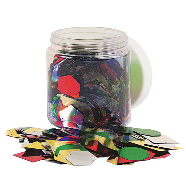 SEQUINS, Assorted Shapes, Colours and Sizes, Giant, Tub of, 130g