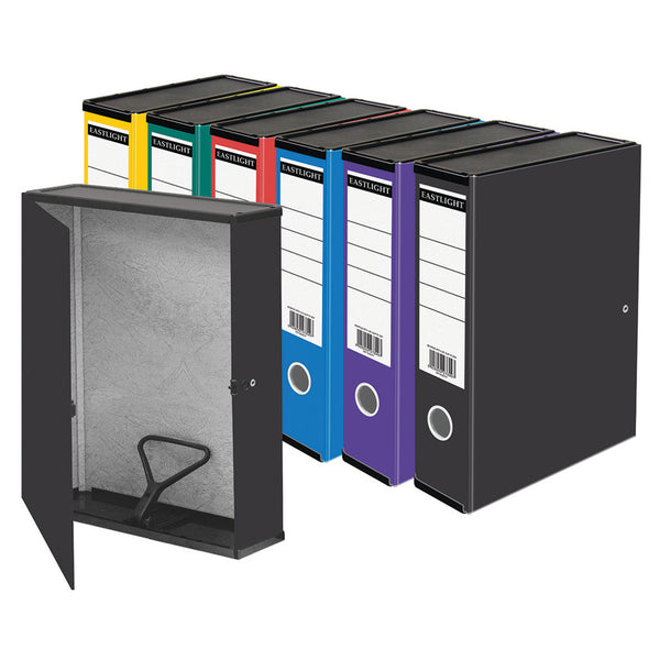 BOX FILES, FOOLSCAP WITH LIDS, Coloured, Blue, Box of, 10
