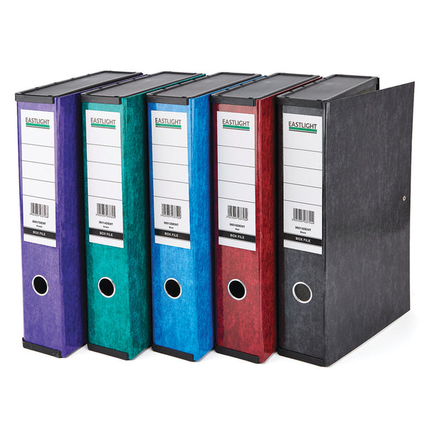 Coloured ESPO Smartbuy Foolscap Box Files with Lids, Green, Box of 10
