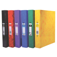 RING BINDERS, 2 RING ('O' Shaped), A4, Laminated Paper Covered Stiff Board, 25mm Capacity, Yellow, Box of, 10