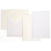 CARD AND ENVELOPE PACKS (105 x 148mm), WHITE & CREAM CARD & ENVELOPE PACKS, White, Pack of, 50