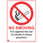 NO SMOKING SIGNS, No Smoking, It is against the law to smoke in these premises, Self-Adhesive, Each
