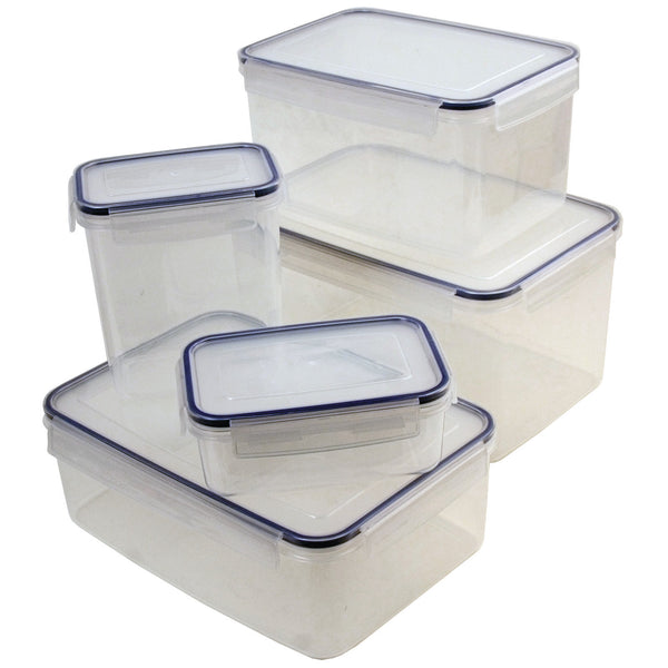 PLASTIC FOOD STORAGE CONTAINERS, Rectangular with Clip and Close Lid, 8.3 litre, 164 x 312 x 220mm , Each