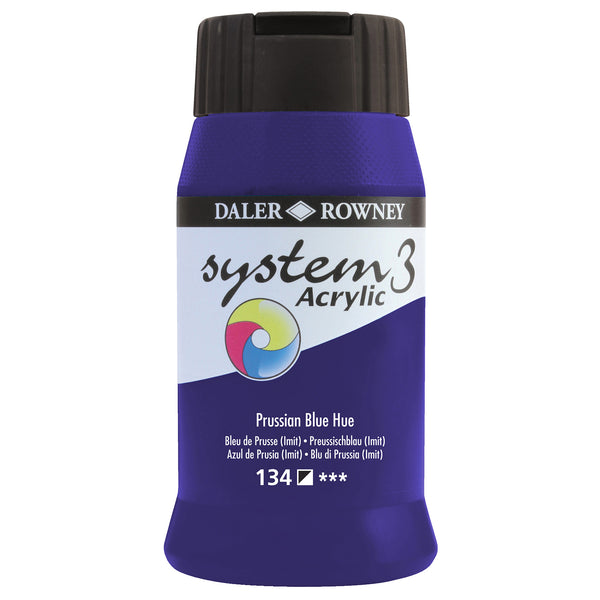 PAINT, ACRYLIC, DALER ROWNEY SYSTEM 3, Individual Colours, Prussian Blue, 500ml