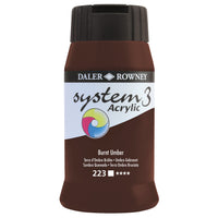 PAINT, ACRYLIC, DALER ROWNEY SYSTEM 3, Individual Colours, Burnt Umber, 500ml