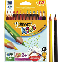 CHUNKY TRIANGULAR COLORED PENCILS, Bic Kids Evolution, Age 2+, Pack of 12