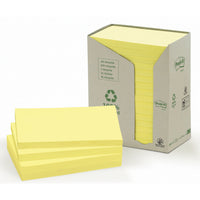 REPOSITIONABLE NOTES, POST-IT® RECYCLED NOTES, POST-IT RECYCLED NOTES, Towers, Canary Yellow, 76 x 127mm, Pack of 16