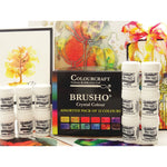 STUDENT WATERCOLOURS, BRUSHO WATERCOLOUR INK POWDER, Introductory Pack, Assorted, Pack of 12 x 15g