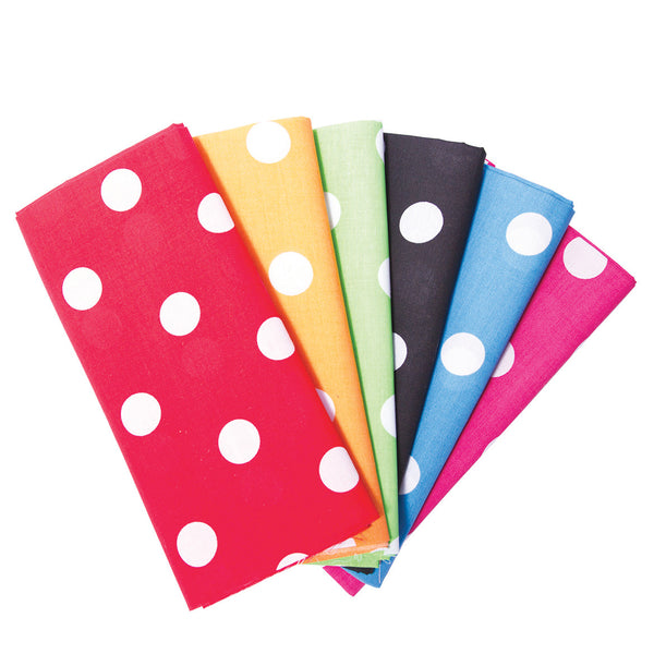 TEXTILES, FABRIC LENGTHS, Spot Polycotton, 1.05 x 1m approx., Pack of 6