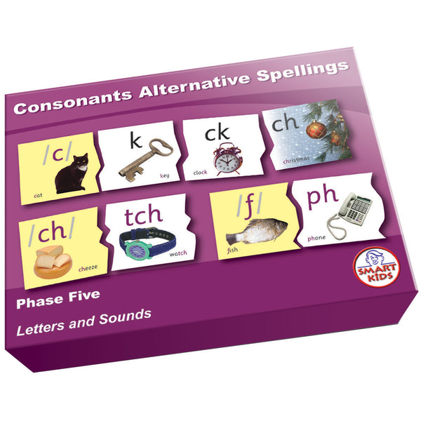 SMART PHONICS, ALTERNATIVE SPELLING PUZZLES, Letters and Sounds, Consonant, Set of 40 pieces