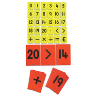 MATHS CARD SETS, 0-20 and Functions, Pupil, 50 x 65mm, Pack of 30 sets