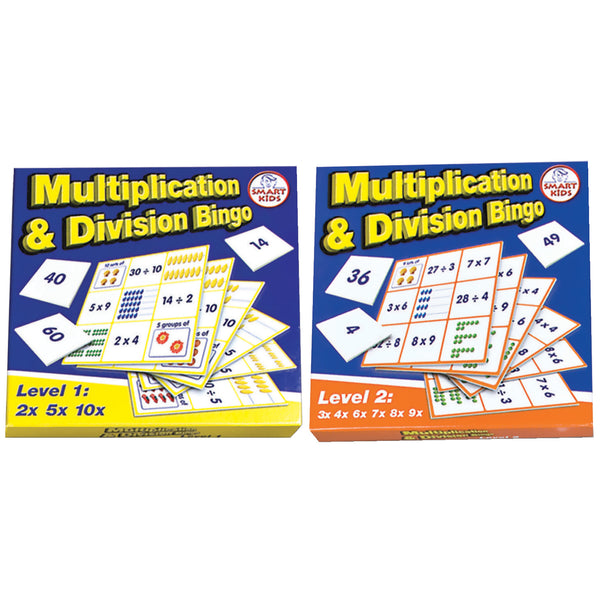 Multiplication & Division Bingo, Level 1 and 2, Pack of, 2
