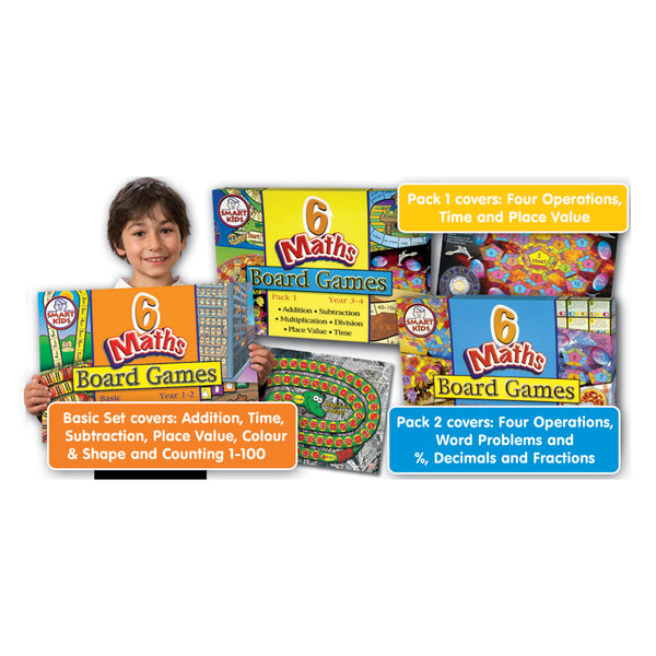 MATHS BOARD GAMES, Pack 2, Set of 6