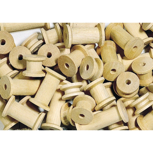 WOODEN SPOOLS NATURAL, Assorted Sizes, Pack of, 60