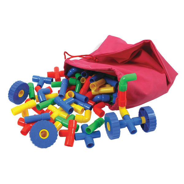 PIPE PIECES WITH WHEELS, Age 3+, Pack of, 100 pieces