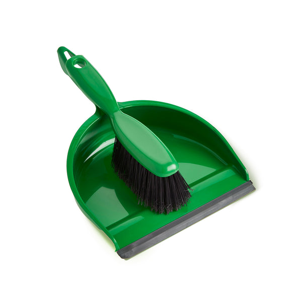 COLOUR CODED SOFT DUSTPAN AND BRUSH SETS, Green, Set