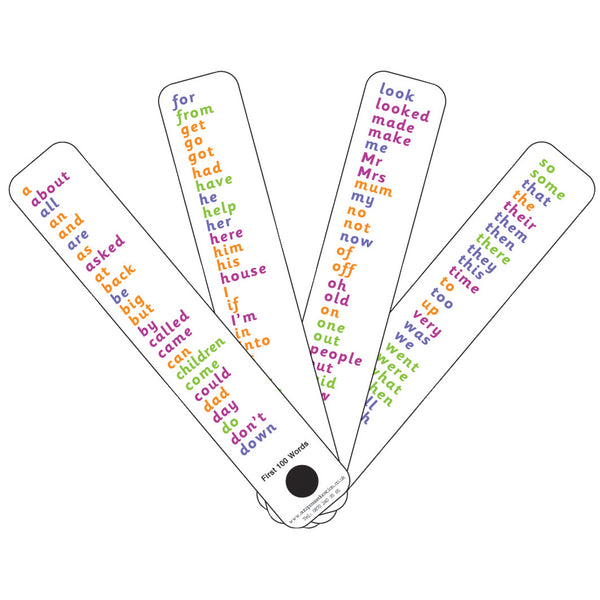 PHONIC FANS, High Frequency Words Fan, 45 x 240mm, Pack of 30