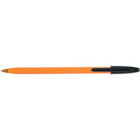 Ballpoint Pens, STANDARD BARREL - FINE TIP, BiC Orange Original Fine, Black, Box of 20