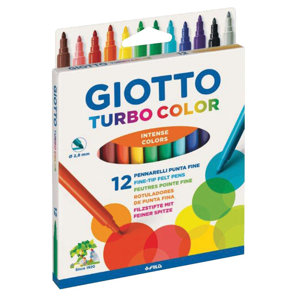 FINE FIBRE TIPPED PEN, GIOTTO Turbo Colour, Assorted, Pack of, 12