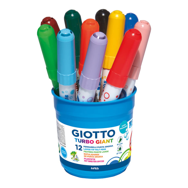 JUMBO FIBRE TIPPED PEN, GIOTTO Turbo Giant, Chisel Tip, Assorted, Tub of, 12