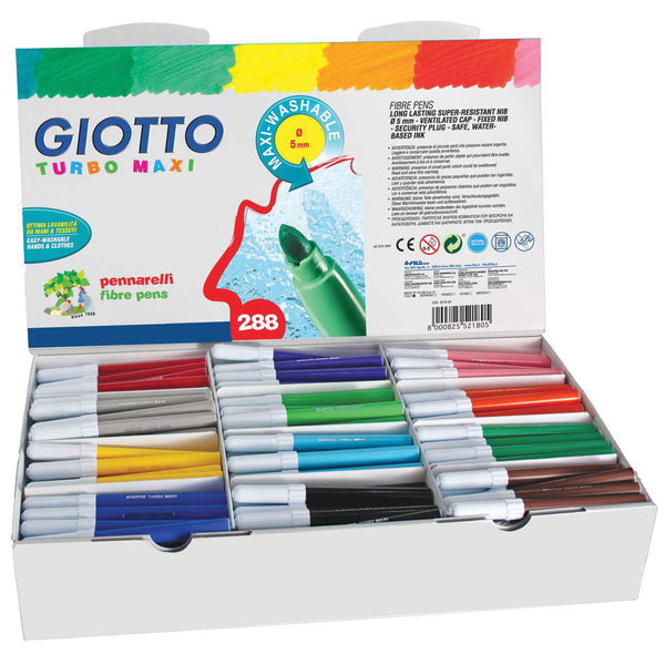 BROAD FIBRE TIPPED PEN, GIOTTO Turbo Maxi, Assorted, Class Pack of, 288