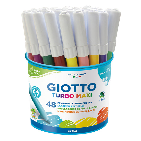 BROAD FIBRE TIPPED PEN, GIOTTO Turbo Maxi, Assorted, Tub of, 48