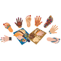 PAPER AND CARD, PAPER MULTICULTURAL HANDS & FEET, Pack of, 32