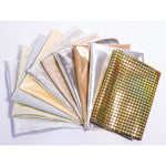 FABRIC SQUARES, Gold & Silver, 500 x 500mm approx., Pack of, 10