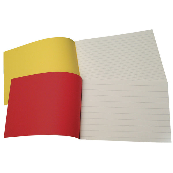 EXERCISE BOOKS, MANILLA COVERS, A4 Landscape (210 x 297mm), 225gsm Manilla Cover, 48 pages, Yellow, 10mm Ruled, Pack of 25