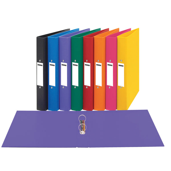 RING BINDERS, 2 RING ('O' Shaped), A4, Polypropylene Covered Stiff Board, 25mm Capacity, Red, Box of, 10