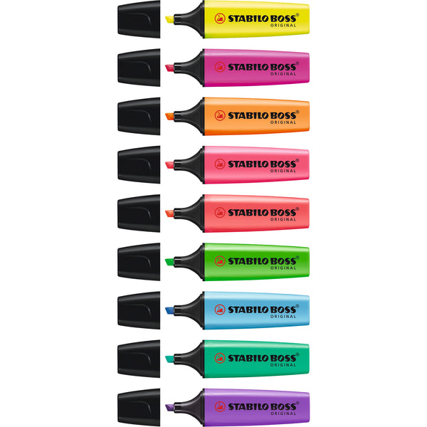 HIGHLIGHTERS, STABILO BOSS, ORIGINAL, Single Colour Packs, Yellow, Pack of, 10