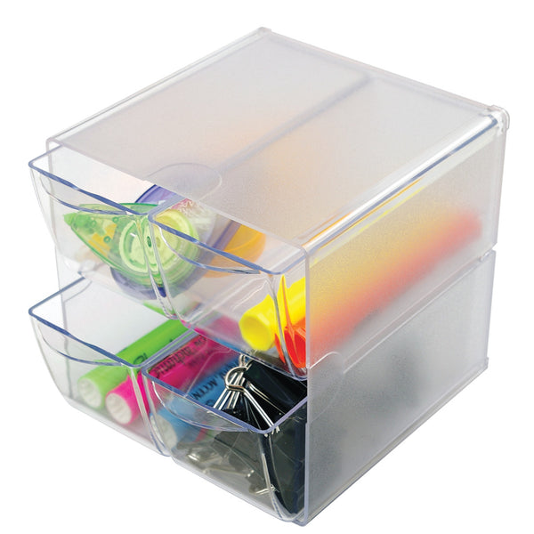 POLYPROPYLENE STORAGE, Four Drawer, STACKABLE CUBE ORGANISERS, 150 x 150 x 180mm, Pack of, 6