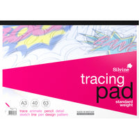 PADS FOR DRY MEDIA, Tracing Paper, 63gsm, A3 40 Sheets, Pack of 5