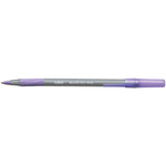 Ballpoint Pens, STANDARD BARREL - MEDIUM TIP, BiC Round Stic Grip, Purple, Box of 40