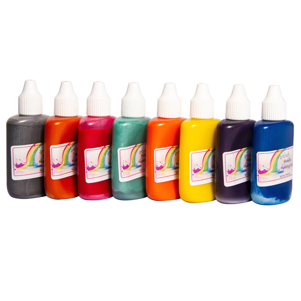 MARBLING INKS, Pearl & Metallic Colours, Pack of 8 x 25ml pots