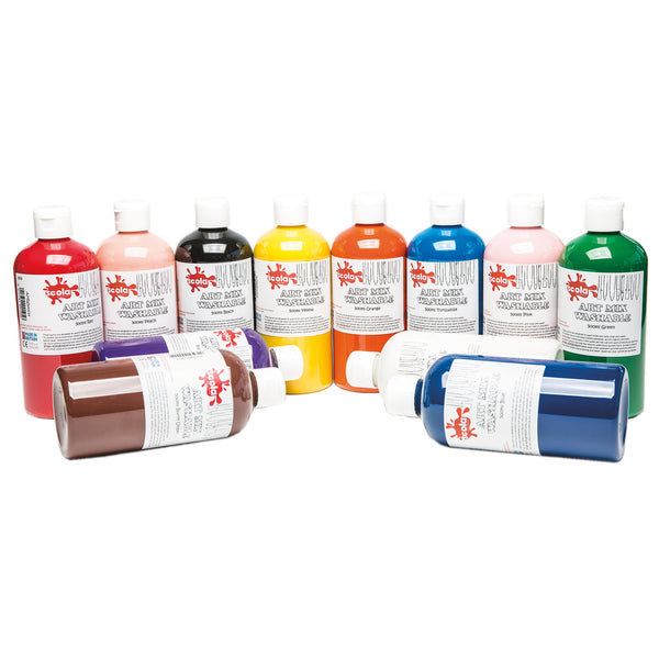 PAINT, READY MIXED WASHABLE, Introductory Pack, Pack of, 12 x 500ml