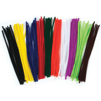 PIPE CLEANERS, 6mm Wide Chenille, Assorted Colours, Pack of, 100