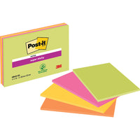 REPOSITIONABLE NOTES, POST-IT SUPER STICKY LARGE FORMAT NOTES, Neon Colours XXXL, 203 x 152mm, Pack of 4