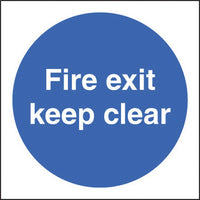 FIRE EXIT SIGNS, Fire exit keep clear (External use), 200 x 200mm, Each