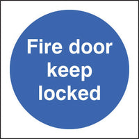 MANDATORY FIRE PREVENTION SIGNS, Fire door keep locked, 80 x 80mm, Each