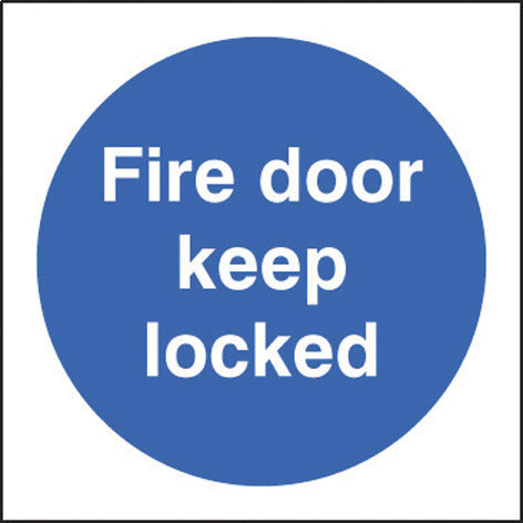 MANDATORY FIRE PREVENTION SIGNS, Fire door keep locked, 80 x 80mm, Each