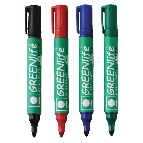 FLIPCHART MARKERS, Greenlife, Assorted, Pack of 4