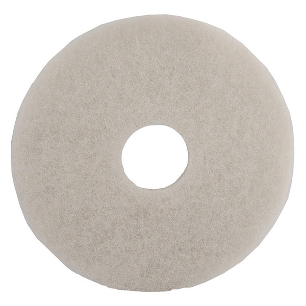 FLOOR PADS, For Standard and High Speed Machines, Polishing, White, 380mm (15), Pack of 5