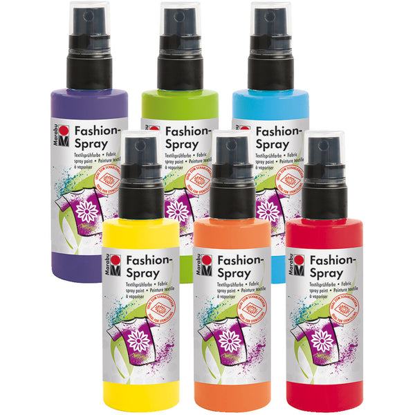 FABRIC PAINTS, Marabu Fashion Spray, Pack of, 6 x 100ml